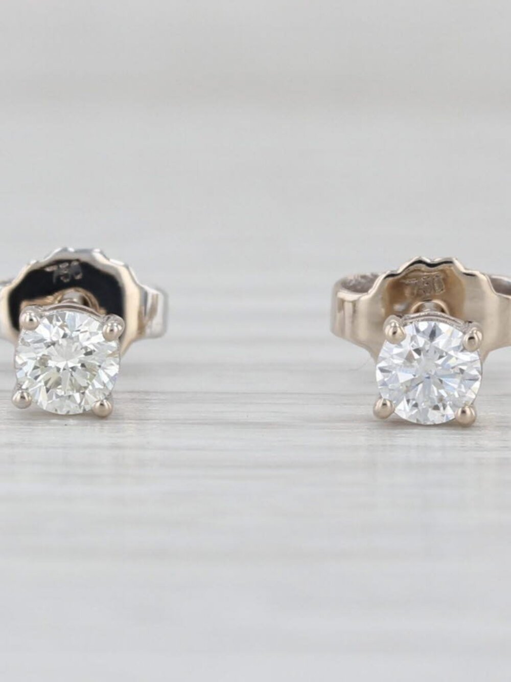 0.32ctw Round Diamond Solitaire Stud Earrings 18k White Gold Studs
